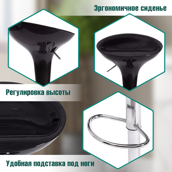 Изображение товара Стул барный Tetchair Nail (металл/пластик, черный/хром)