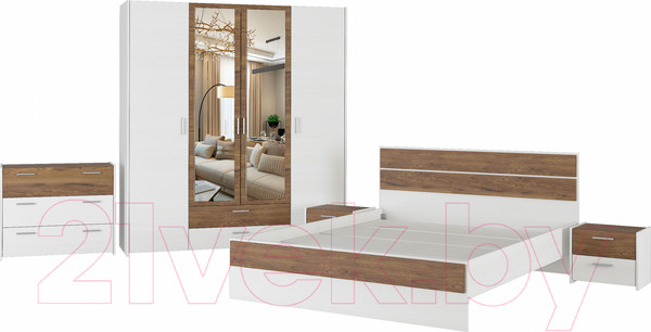 Изображение товара Комплект мебели для спальни Евва Венеция 1 (бодега белый/ясень орландо)