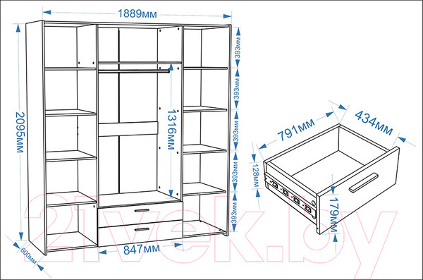 Изображение товара Комплект мебели для спальни Евва Венеция 1 (бодега белый/ясень орландо)