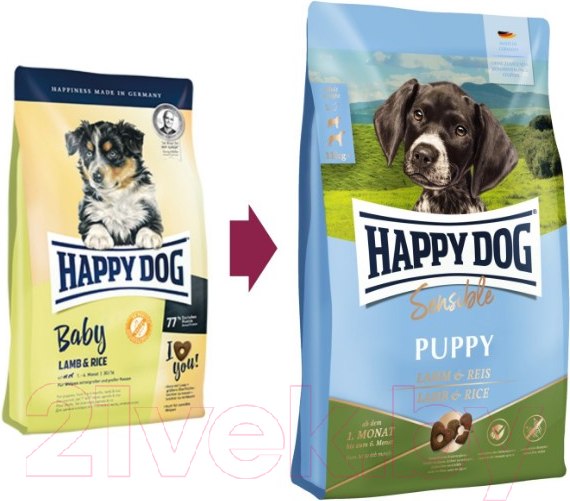 Изображение товара Сухой корм для собак Happy Dog Sensible Puppy Lamm & Reis / 61010 (4кг)