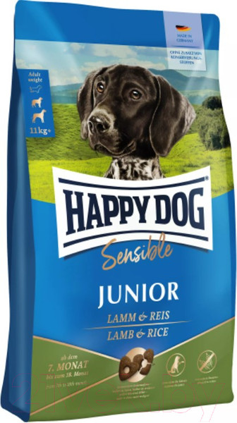 Изображение товара Сухой корм для собак Happy Dog Sensible Junior Lamm & Reis / 61014 (4кг)