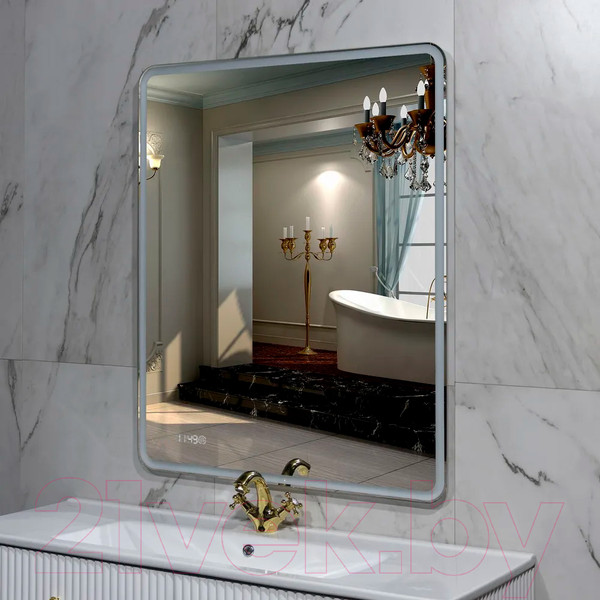 Изображение товара Зеркало Пекам Marta 1 50x80 / marta1-50x80scl (с подсветкой, сенсором на прикосновение и часами)