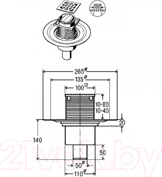 Изображение товара Трап для душа Tim BAD661001