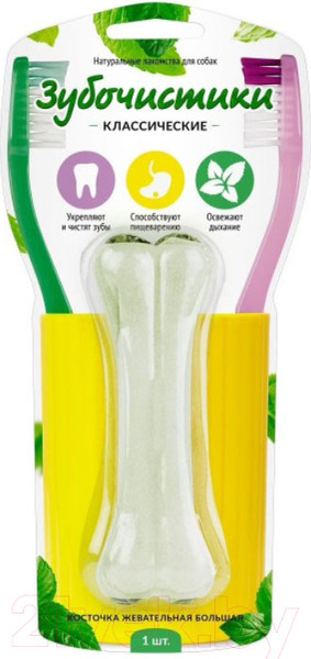 Изображение товара Лакомство для собак Деревенские лакомства Косточка жевательная большая (68г/1шт)