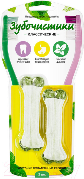 Изображение товара Лакомство для собак Деревенские лакомства Косточки жевательные средние (70г/2шт)