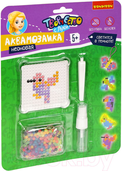 Изображение товара Развивающая игра Bondibon Аквамозаика неоновая.Светится в темноте Летающие животные/ВВ5245