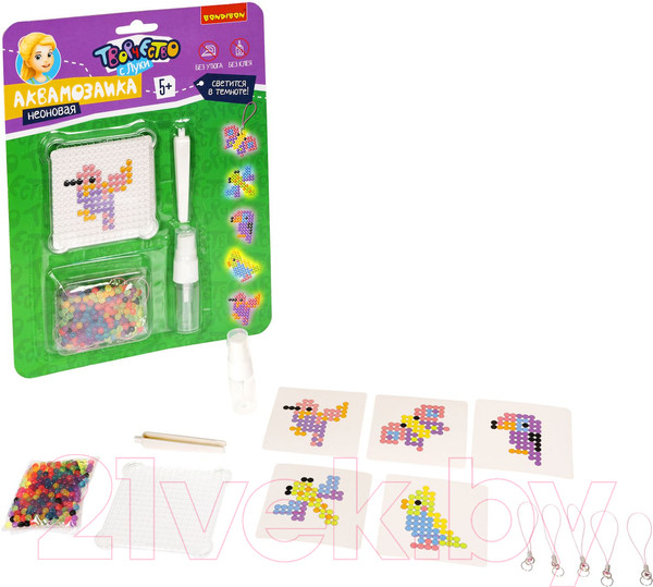 Изображение товара Развивающая игра Bondibon Аквамозаика неоновая.Светится в темноте Летающие животные/ВВ5245