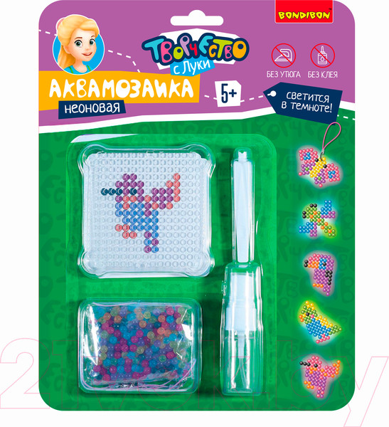 Изображение товара Развивающая игра Bondibon Аквамозаика неоновая.Светится в темноте Летающие животные/ВВ5245