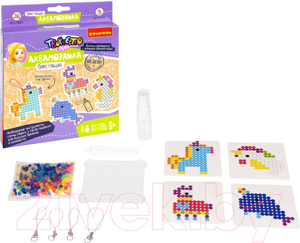 Изображение товара Развивающая игра Bondibon Блестящая аквамозаика Единорог и его друзья / ВВ5252