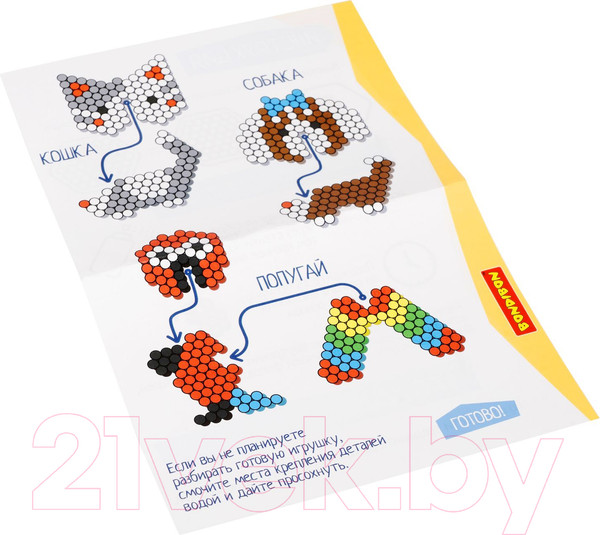 Изображение товара Развивающая игра Bondibon Аквамозаика 3D 3 фигуры Кошка собака попугай / ВВ5254