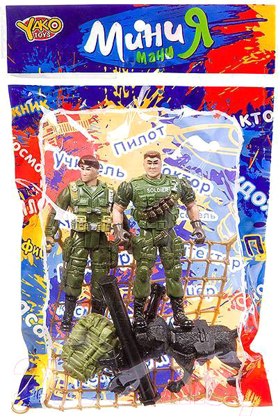 Изображение товара Игровой набор Yako Мини МаниЯ Военный с 2 солдатиками и собакой К93735