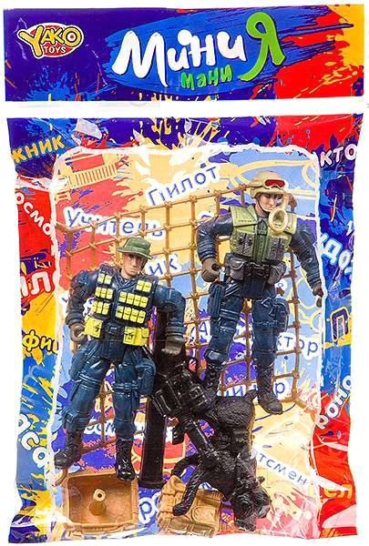 Изображение товара Игровой набор Yako Мини МаниЯ Военный с 2 солдатиками и собакой К93738