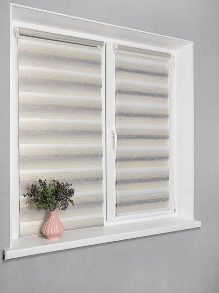 Изображение товара Рулонная штора Lm Decor Дабл ДН LB 55-02 220x185 (бежевый/серый)