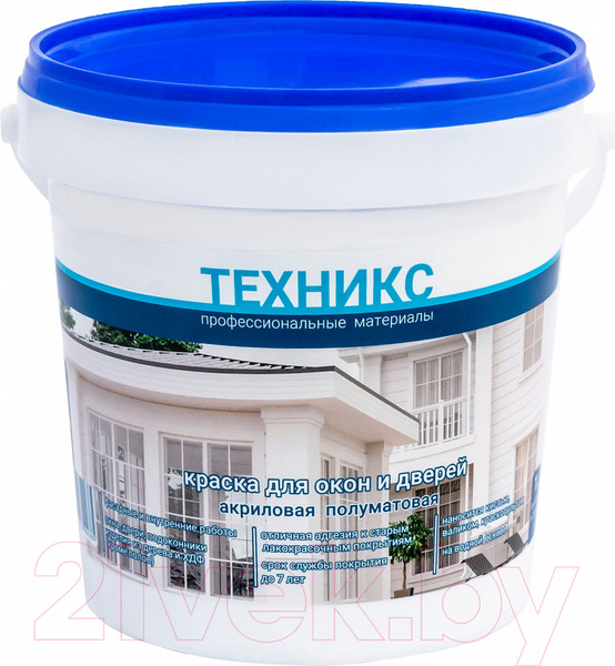 Изображение товара Краска Техникс ВД-АК-1УМ Для окон и дверей (1кг, белый, полуматовый)