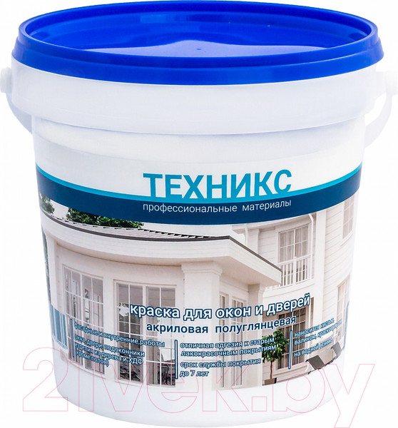 Изображение товара Краска Техникс ВД-АК-1УГ Для окон и дверей (1кг, темно-коричневый, полуглянцевый)