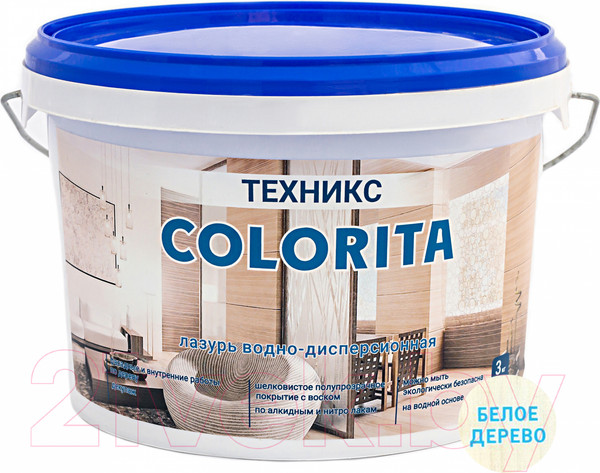 Изображение товара Лазурь для древесины Техникс Colorita ВД-АК-1 (3кг, белое дерево)