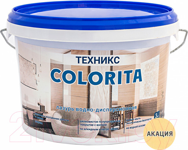 Изображение товара Лазурь для древесины Техникс Colorita ВД-АК-1 (3кг, акация)