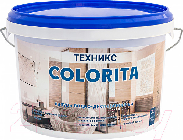 Изображение товара Лазурь для древесины Техникс Colorita ВД-АК-1 (3кг, персик)