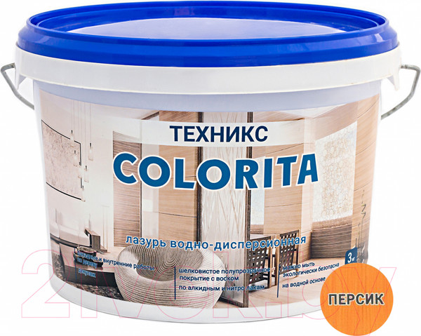 Изображение товара Лазурь для древесины Техникс Colorita ВД-АК-1 (3кг, персик)