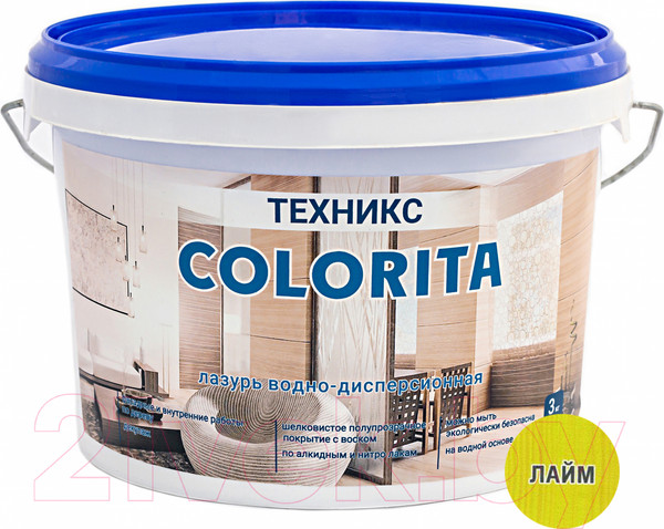 Изображение товара Лазурь для древесины Техникс Colorita ВД-АК-1 (3кг, лайм)