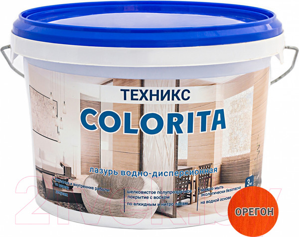 Изображение товара Лазурь для древесины Техникс Colorita ВД-АК-1 (3кг, орегон)