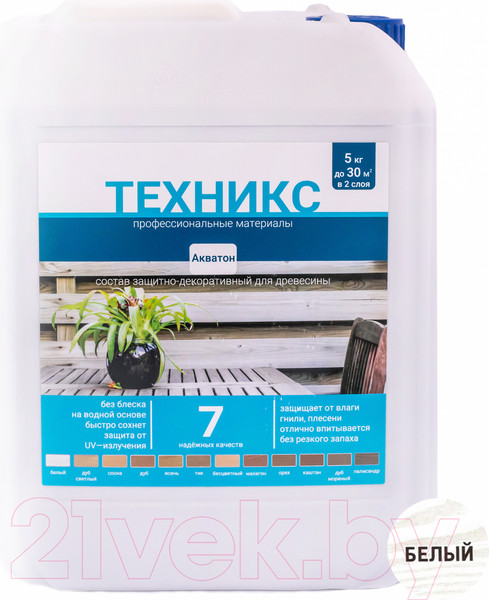 Изображение товара Пропитка для дерева Техникс Акватон (5кг, белый)