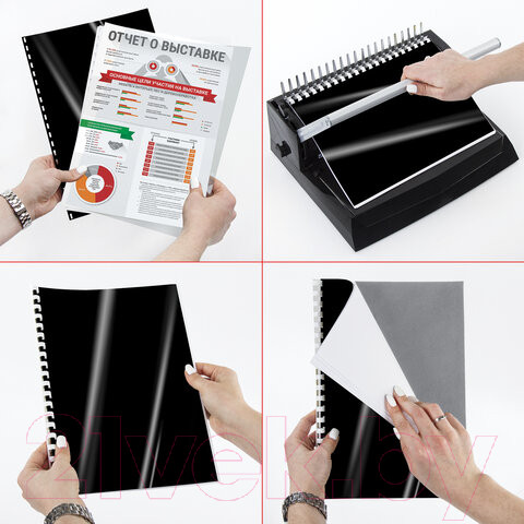 Изображение товара Обложки для переплета Brauberg А4 300мкм / 530940 (100шт, черный)