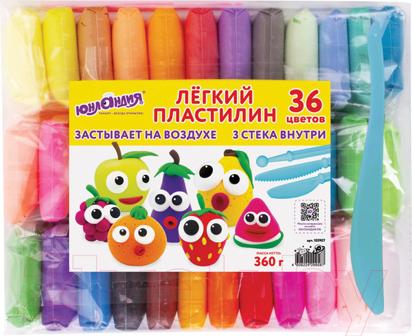 Изображение товара Пластилин легкий Юнландия 105907 (36цв)