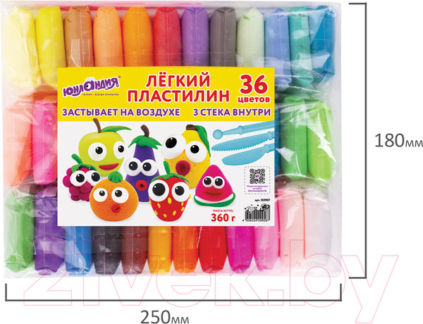 Изображение товара Пластилин легкий Юнландия 105907 (36цв)