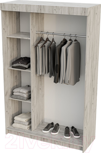 Изображение товара Шкаф-купе Стендмебель Басса ШКК-551 (дуб крафт белый/дуб крафт серый)