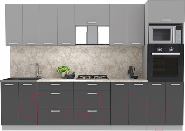 Изображение товара Кухонный гарнитур Interline Мила Лайт 3.0 ВТ (серебристый/антрацит/опал светлый)