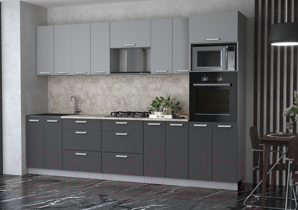 Изображение товара Кухонный гарнитур Interline Мила Лайт 3.0 ВТ (серебристый/антрацит/опал светлый)