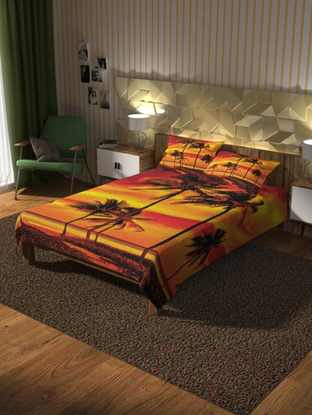 Изображение товара Набор текстиля для спальни JoyArty Пламенный пляж / bcsl_12484 (220x235)