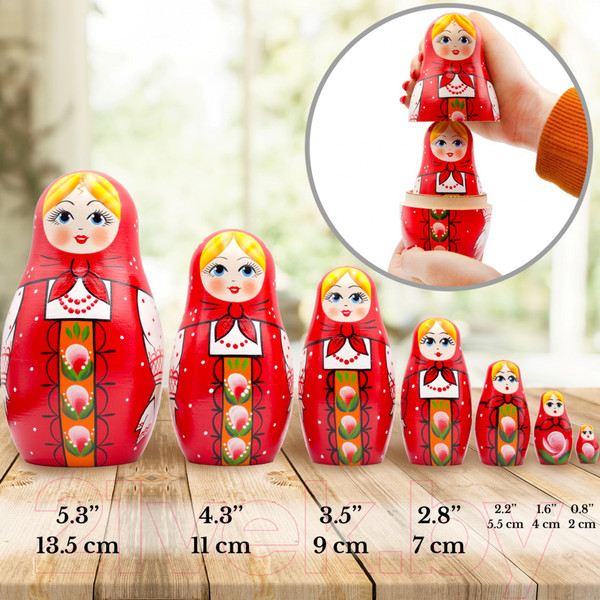 Изображение товара Матрешка сувенирная Брестская Фабрика Сувениров В сарафане с традиционным орнаментам 7011