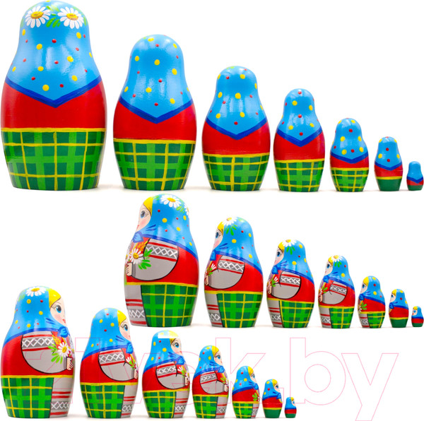 Изображение товара Матрешка сувенирная Брестская Фабрика Сувениров С луговым букетом из ромашек, васильков и колосков 7059