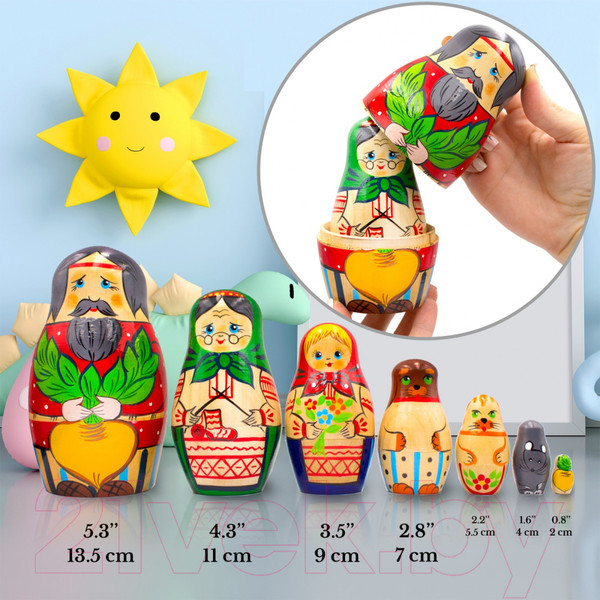 Изображение товара Матрешка сувенирная Брестская Фабрика Сувениров По мотивам русской народной сказки Репка 7101