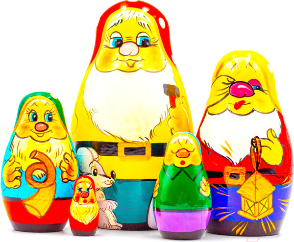 Изображение товара Матрешка сувенирная Брестская Фабрика Сувениров С персонажами из сказки Белоснежка и Семь гномов 5152