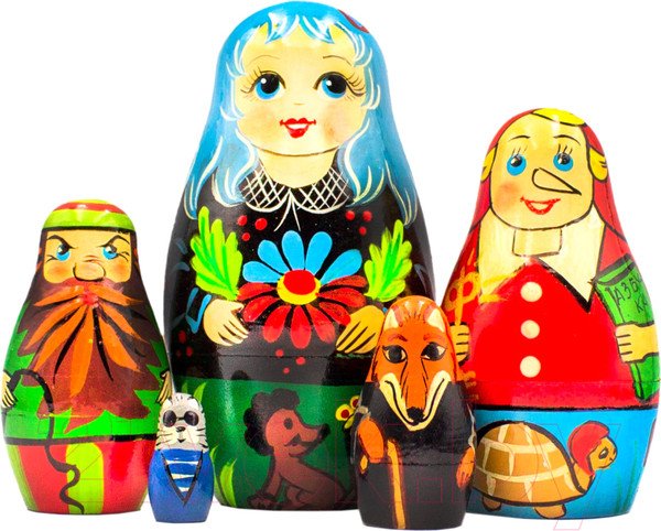 Изображение товара Матрешка сувенирная Брестская Фабрика Сувениров В виде персонажей из сказки Приключения Буратино 5161
