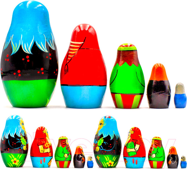 Изображение товара Матрешка сувенирная Брестская Фабрика Сувениров В виде персонажей из сказки Приключения Буратино 5161