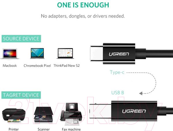 Изображение товара Кабель Ugreen US241 / 80811 (1м, черный)
