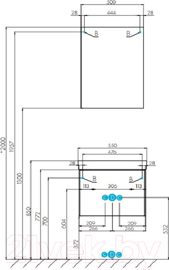 Изображение товара Тумба с умывальником Акватон Асти 55 (1A2631K0AXD70)