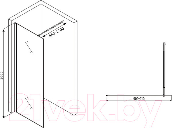 Изображение товара Душевая стенка Abber Immer Offen AG61090