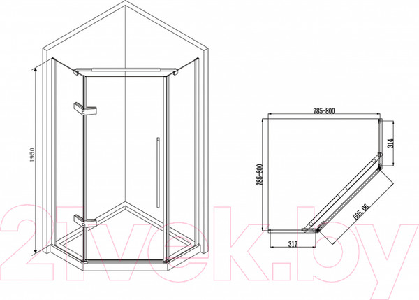 Изображение товара Душевой уголок Abber Ewiges Wasser AG05080