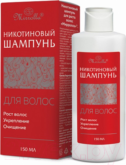 Изображение товара Шампунь для волос Mirrolla Никотиновый для роста волос (150мл)