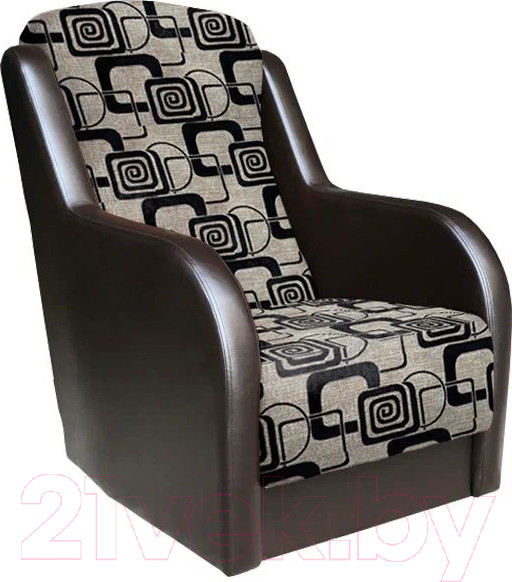 Изображение товара Комплект мягкой мебели Асмана Дачник-1 (рогожка кубики коричневые/кожзам коричневый)