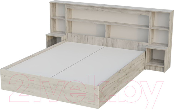 Изображение товара Двуспальная кровать Стендмебель Басса КР-552 (дуб крафт белый/дуб крафт серый)