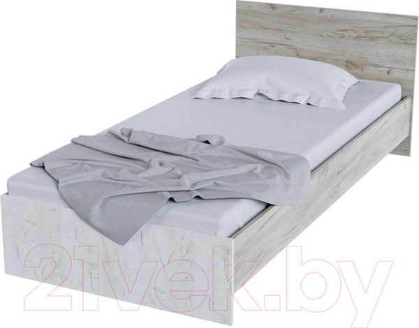 Изображение товара Односпальная кровать Стендмебель Басса КР-554 (дуб крафт белый/дуб крафт серый)