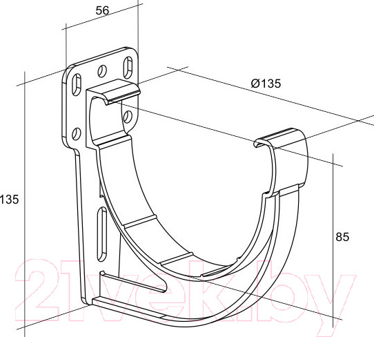 Изображение товара Кронштейн желоба Grand Line Дизайн 135 ПВХ Slider RAL 9003 (белый)