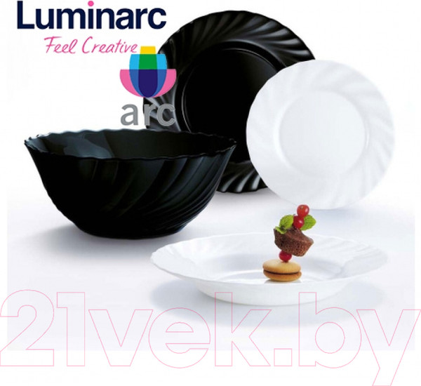 Изображение товара Набор тарелок Luminarc Trianon G8733 (19шт, черный/белый)