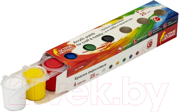 Изображение товара Акриловые краски Остров Сокровищ 191688 (6цв)